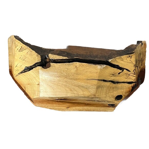 Wood Bowl Live Raw Edge Natural Knots Rustic Home Decor 12x7 Cottage Cabin Beach - Picture 3 of 10